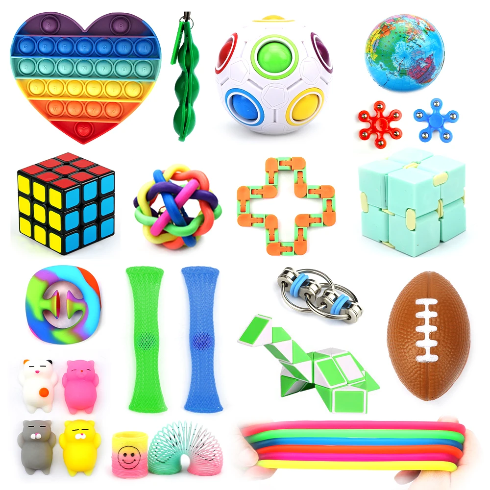 Rainbow Pop-It Fidget & Squishy Sensory Toy Set